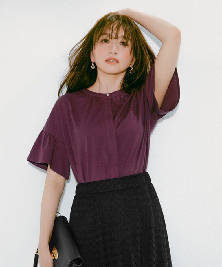 any SiS「【UVケア・接触冷感】汗ジミ防止加工カット ブラウス」|Tシャツ・カットソー|プラム