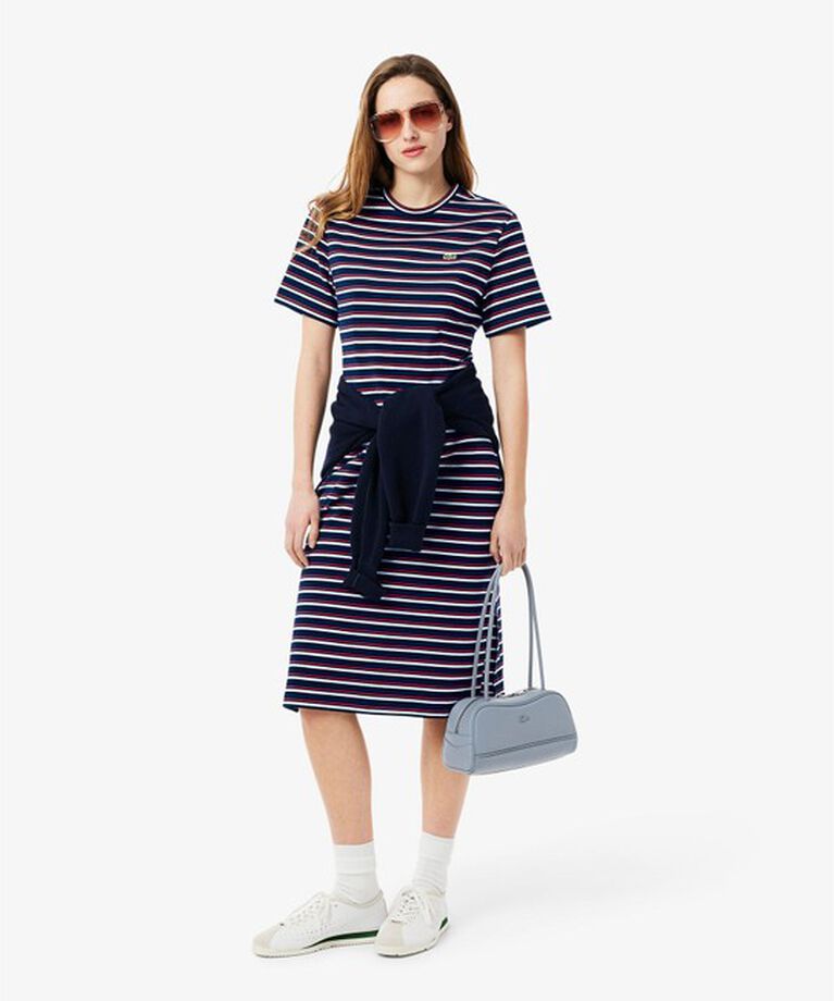 LACOSTE「バイカラーボーダーTシャツドレス / フレアワンピース」|ワンピース|