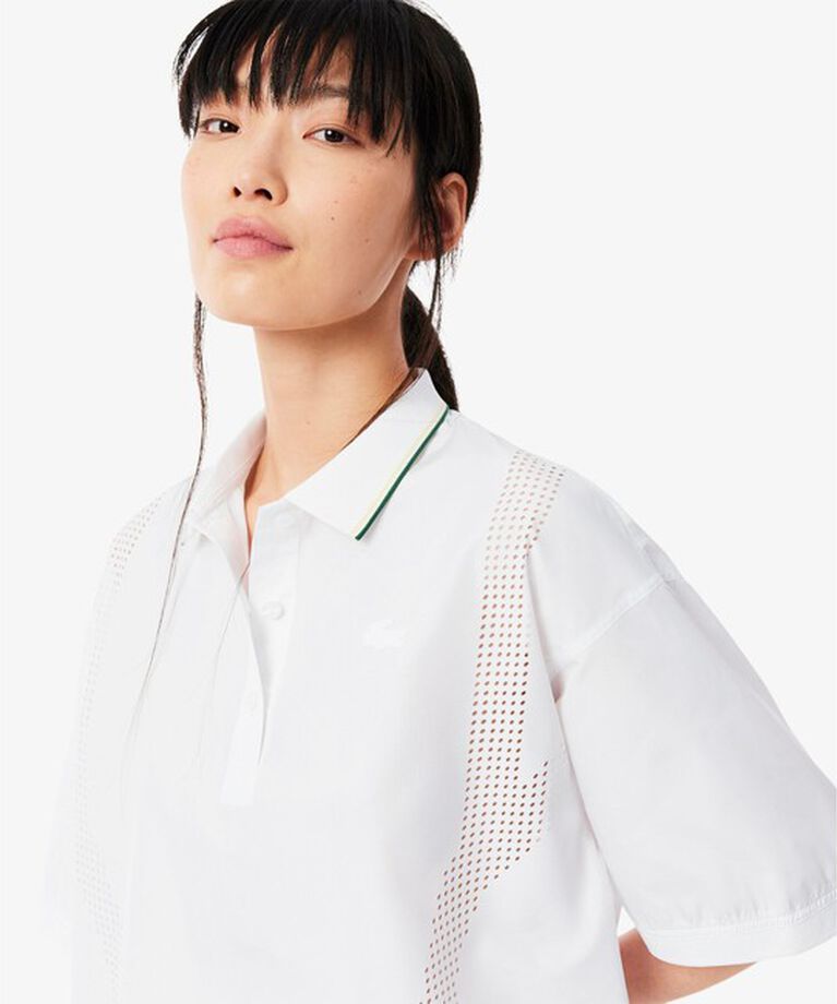 LACOSTE「レーザーカットホールテクニカルポロシャツ」|シャツ・ブラウス|ホワイト