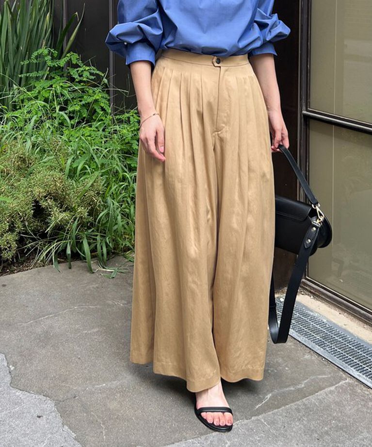 NOLLEY'S「◇【WEB限定サイズあり】ウォッシャブルセルロース5タックワイドパンツ」|その他|キャメル