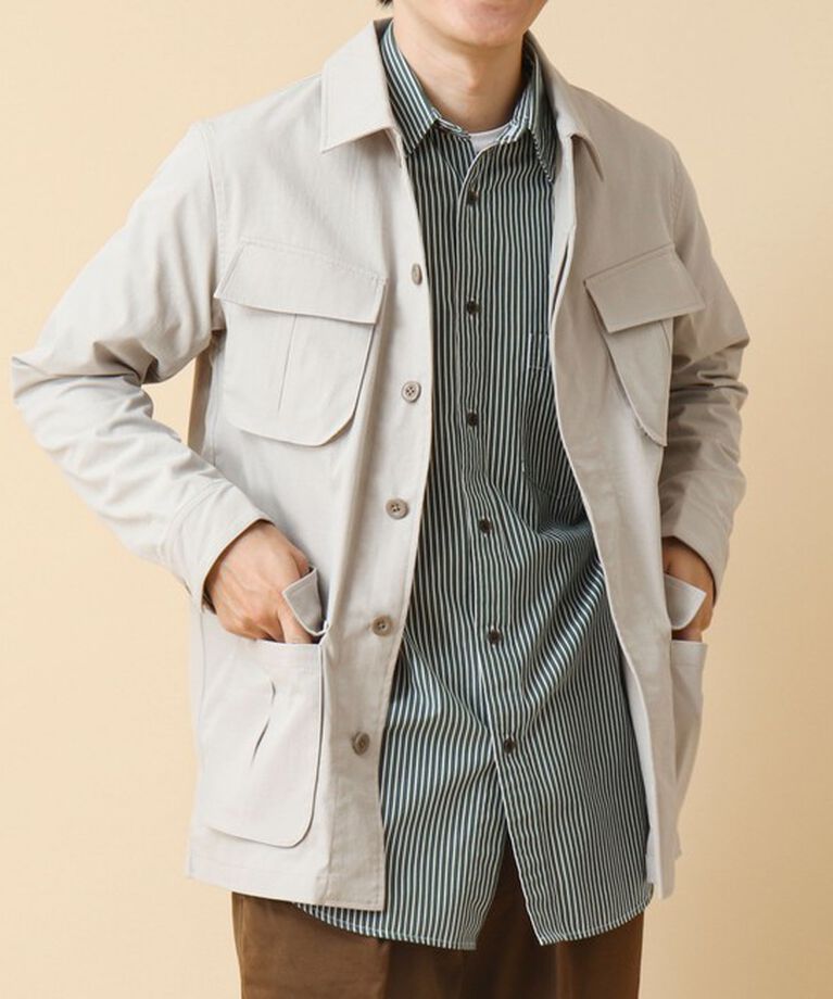 NOLLEY'S goodman「《透湿/撥水》ストレッチファティーグシャツジャケット 24AW」|ミリタリージャケット|グレーベージュ