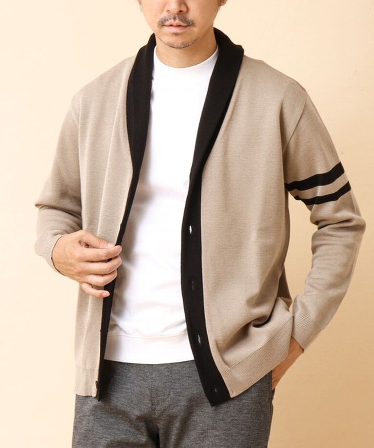 NOLLEY'S goodman「配色ショールカラーカーディガン 24AW」|カーディガン|ブラウンベージュ系1