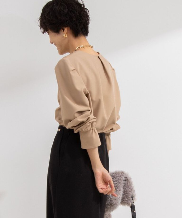 NOLLEY'S「《セットアップ対応》ウォッシャブルVネック前タックブラウス」|シャツ・ブラウス|