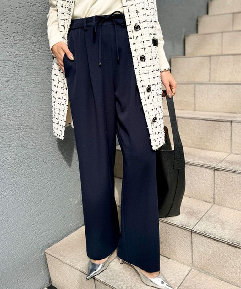 NOLLEY'S「ウォッシャブル裏起毛イージーワイドパンツ」|その他|ネイビー