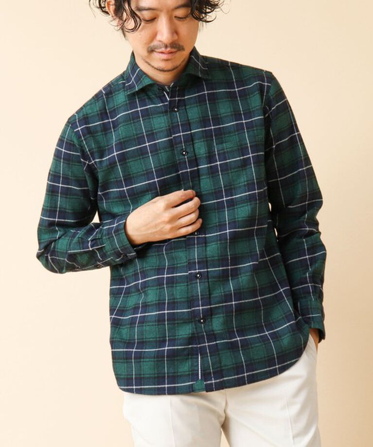 NOLLEY'S goodman「パラシュート カッタウェイ ネルシャツ 24AW」|シャツ・ブラウス|グリーン系その他
