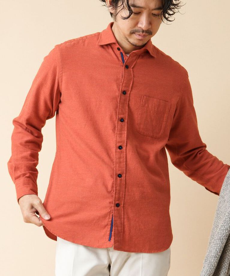 NOLLEY'S goodman「パラシュート カッタウェイ ネルシャツ 24AW」|シャツ・ブラウス|オレンジ