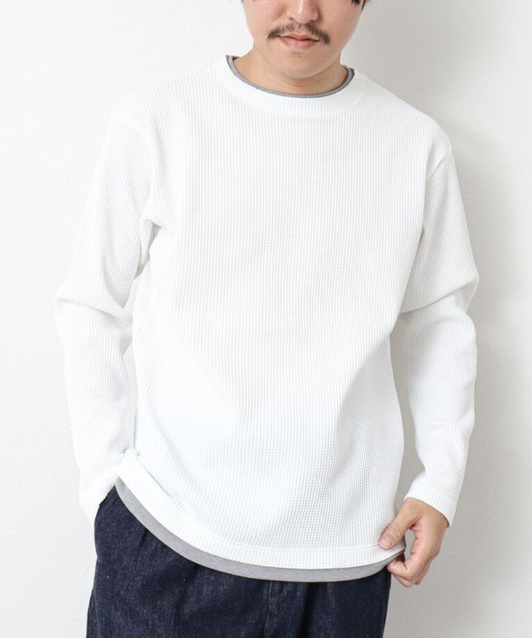 NOLLEY'S goodman「《吸水速乾》ワッフルダブルカラーLS TEE 25SS」|Tシャツ・カットソー|ホワイト