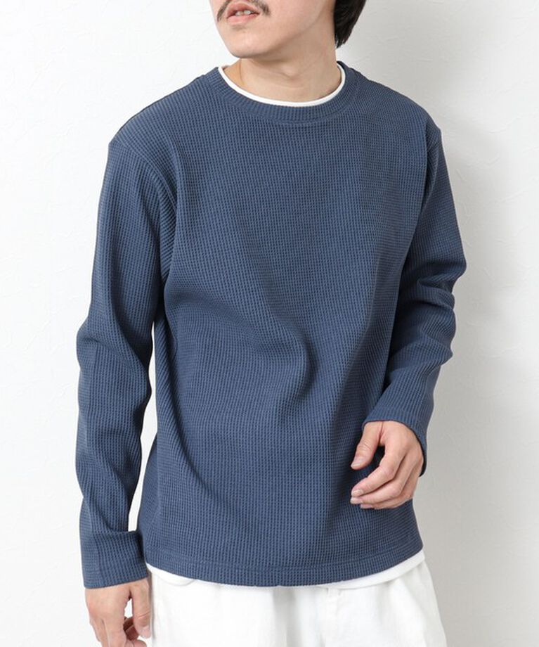 NOLLEY'S goodman「《吸水速乾》ワッフルダブルカラーLS TEE 25SS」|Tシャツ・カットソー|ブルー