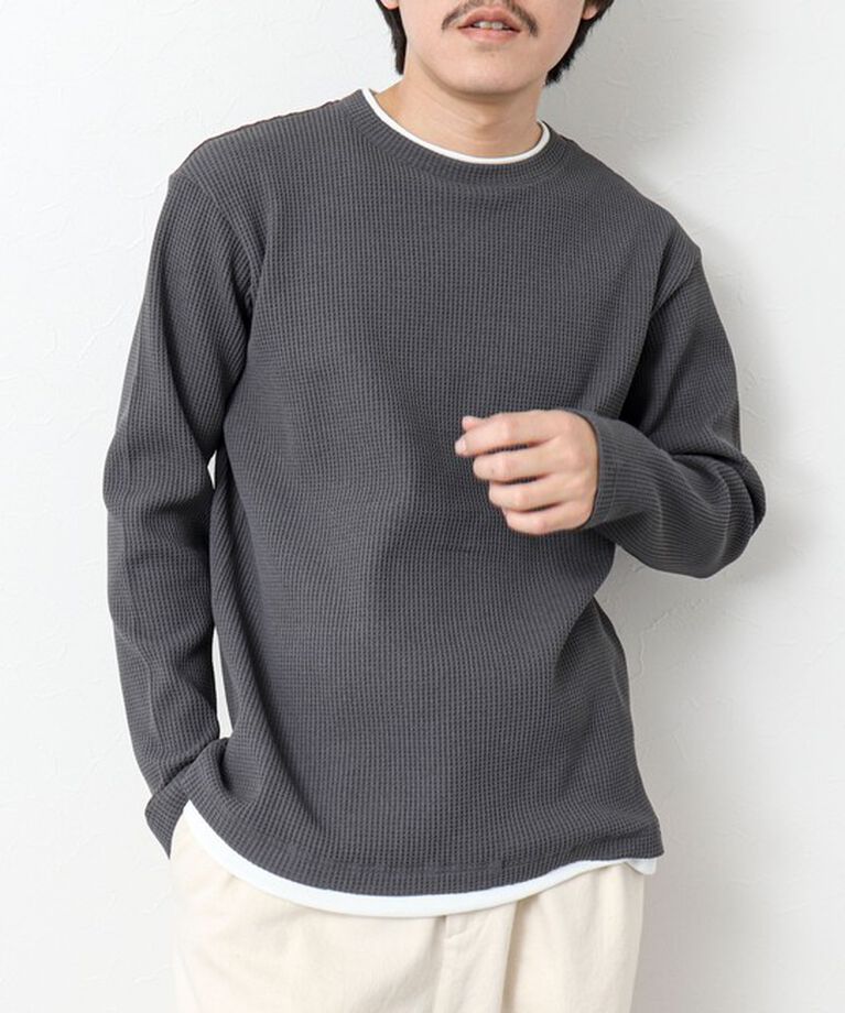 NOLLEY'S goodman「《吸水速乾》ワッフルダブルカラーLS TEE 25SS」|Tシャツ・カットソー|ミディアムグレー