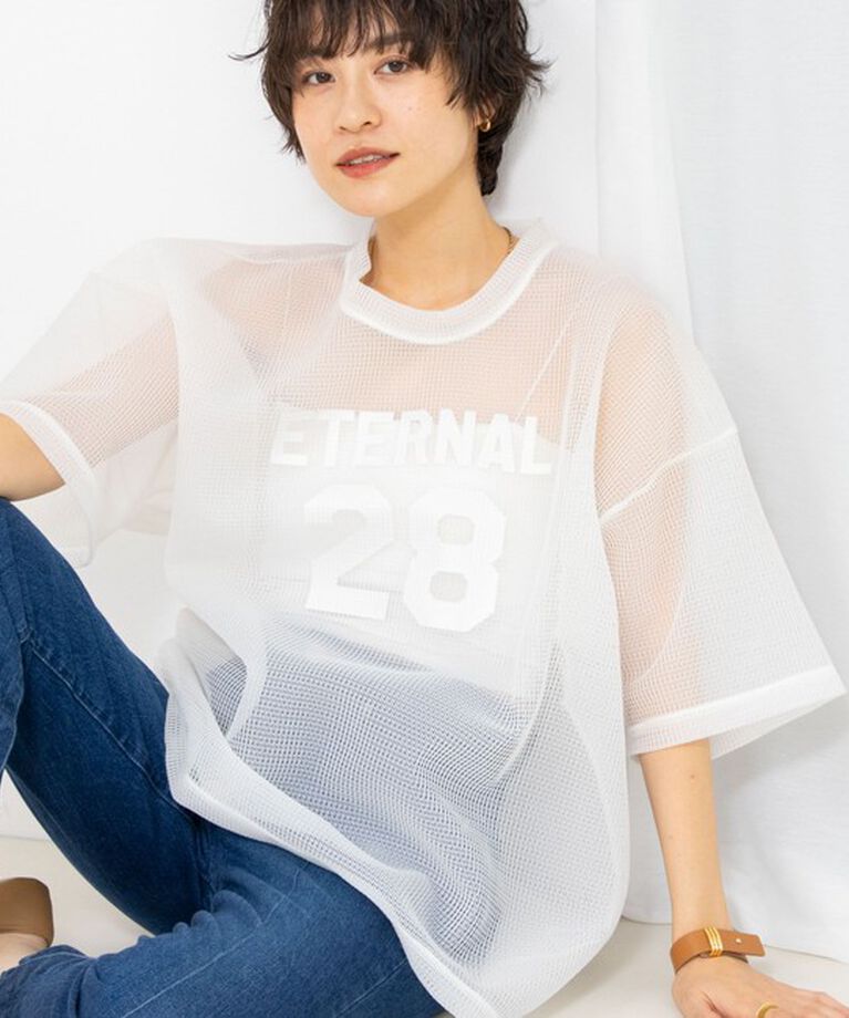 Rie Miller「ダンボールメッシュプリントTシャツ」|Tシャツ・カットソー|