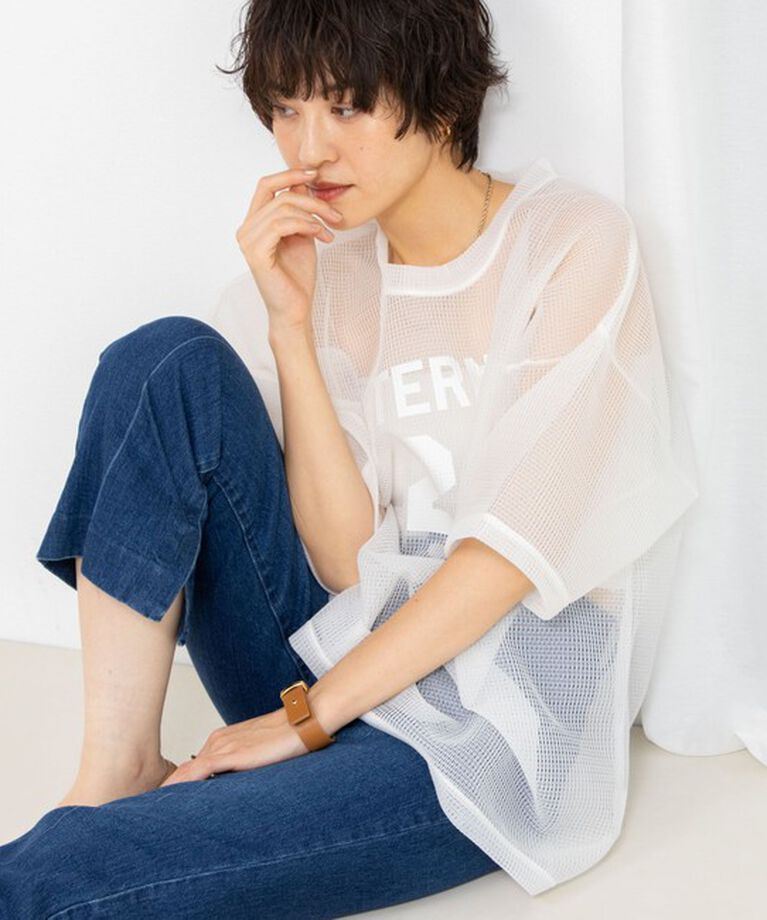 Rie Miller「ダンボールメッシュプリントTシャツ」|Tシャツ・カットソー|