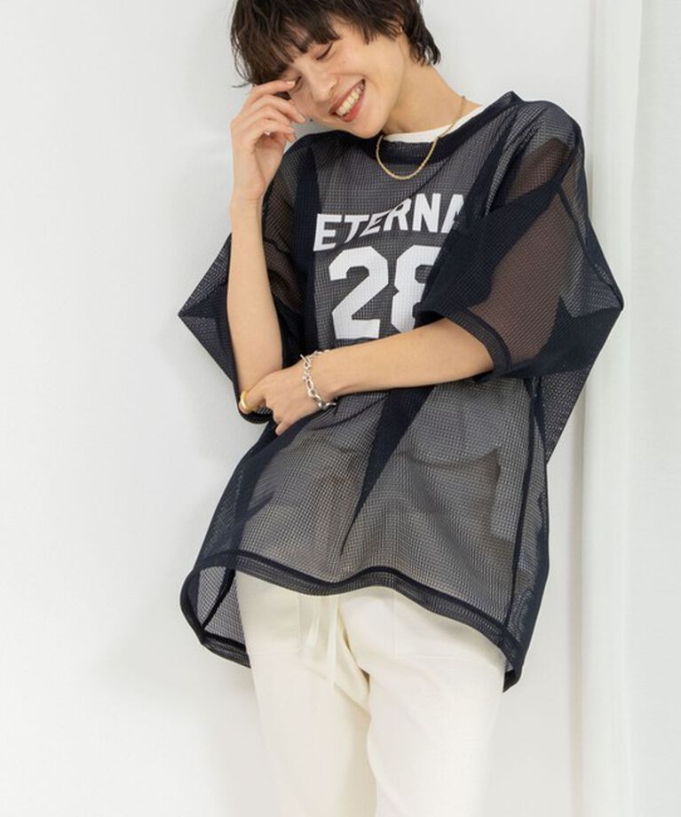 Rie Miller「ダンボールメッシュプリントTシャツ」|Tシャツ・カットソー|