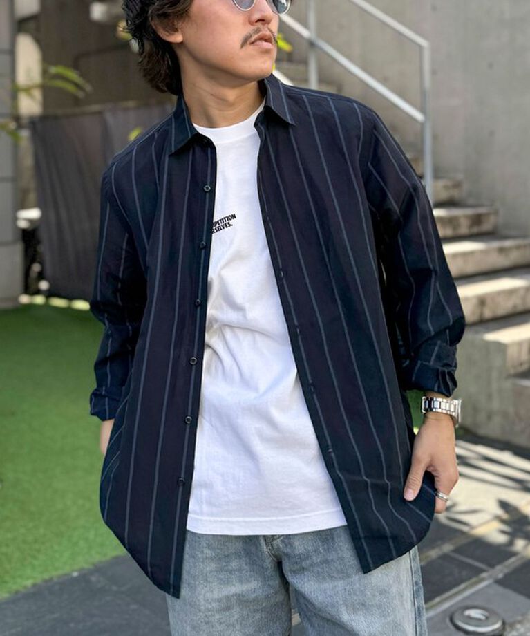 NOLLEY'S goodman「キュプラリネン レギュラーカラーシャツ 25SS」|シャツ・ブラウス|ネイビー