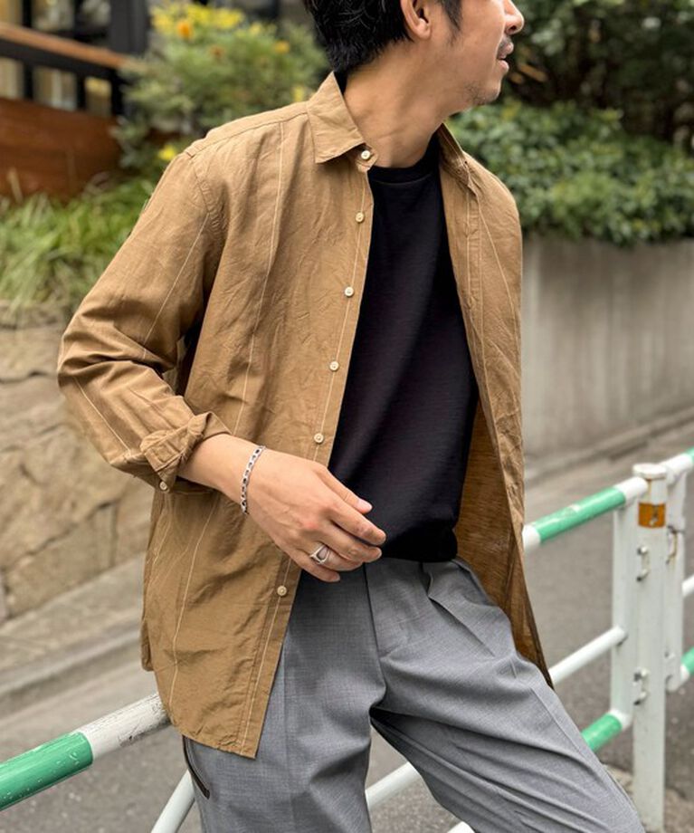 NOLLEY'S goodman「キュプラリネン レギュラーカラーシャツ 25SS」|シャツ・ブラウス|ベージュ系その他
