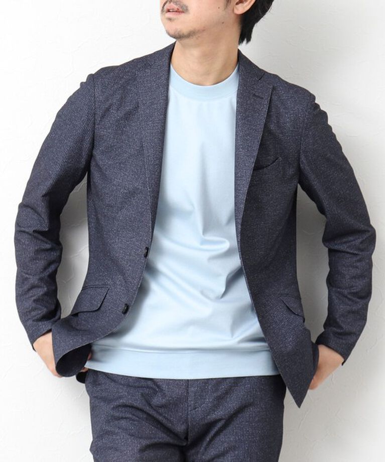 NOLLEY'S goodman「《セットアップ/ビジカジ対応》ドットサッカーストレッチジャケット 25SS」|テーラードジャケット|ブルー