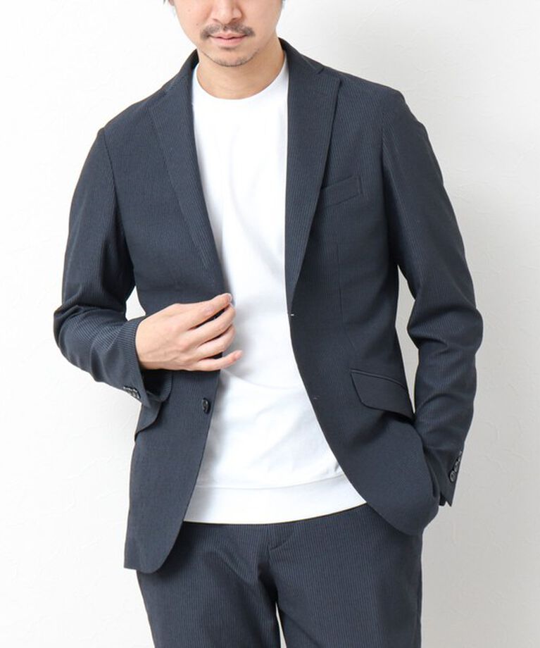 NOLLEY'S goodman「《セットアップ/ビジカジ対応》ドットサッカーストレッチジャケット 25SS」|テーラードジャケット|ネイビー