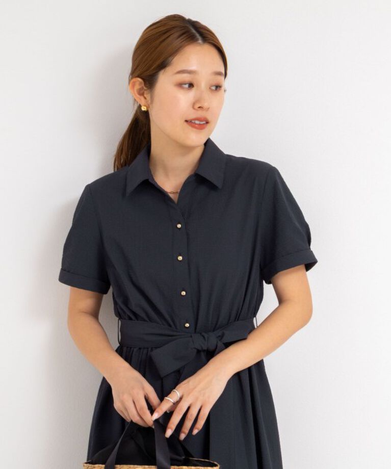 NOLLEY'S sophi「ウォッシャブルサッカーシャツワンピース」|ワンピース|