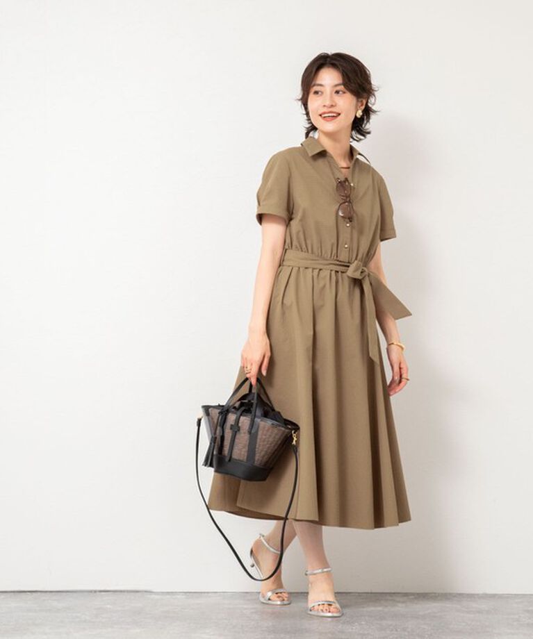 NOLLEY'S sophi「ウォッシャブルサッカーシャツワンピース」|ワンピース|