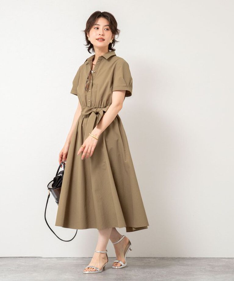 NOLLEY'S sophi「ウォッシャブルサッカーシャツワンピース」|ワンピース|