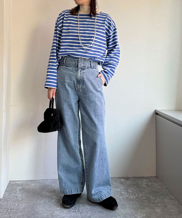 fredy emue「袖ドット釦ボーダープルオーバー」|Tシャツ・カットソー|