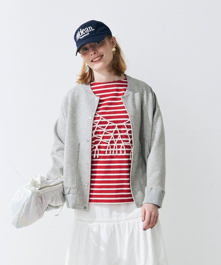 fredy emue「袖ドット釦ボーダープルオーバー」|Tシャツ・カットソー|