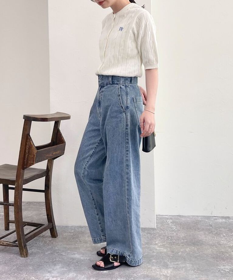 fredy emue「FR刺繍ケーブル柄半袖カーディガン」|カーディガン|