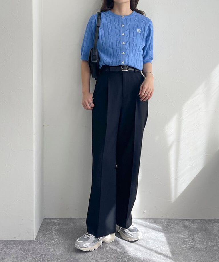 fredy emue「FR刺繍ケーブル柄半袖カーディガン」|カーディガン|