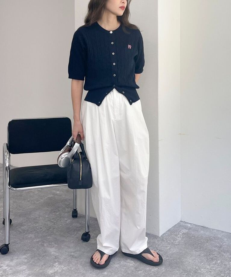 fredy emue「FR刺繍ケーブル柄半袖カーディガン」|カーディガン|