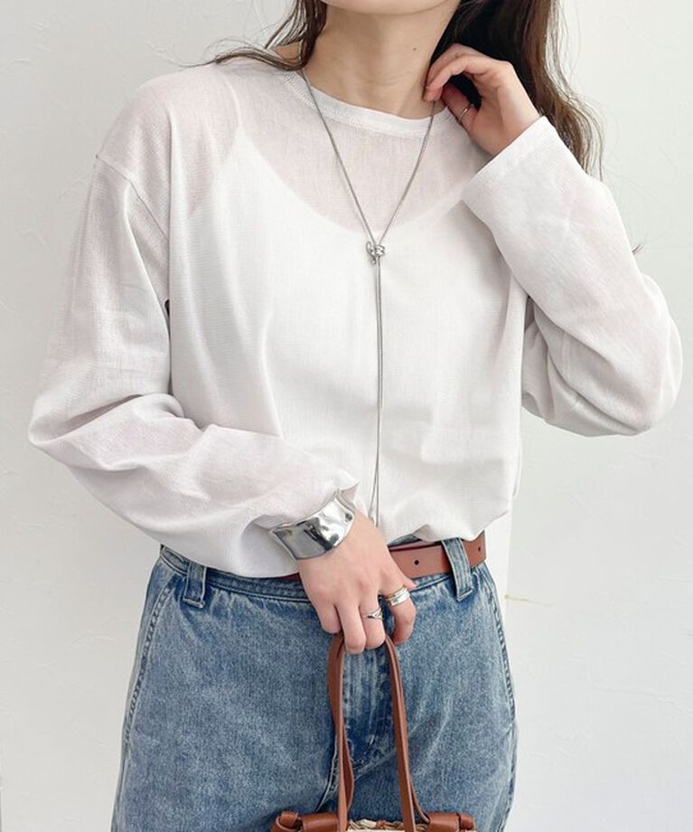 fredy emue「コットンチュールルーズロンT」|Tシャツ・カットソー|ライトグレー