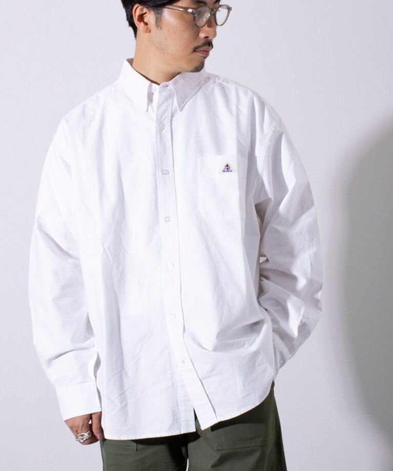 GLOSTER「【GEVACO/ゲバコ】オーバーサイズ ボタンダウンシャツ ワンポイントロゴ (無地/ストライプ) 」|シャツ・ブラウス|オフホワイト