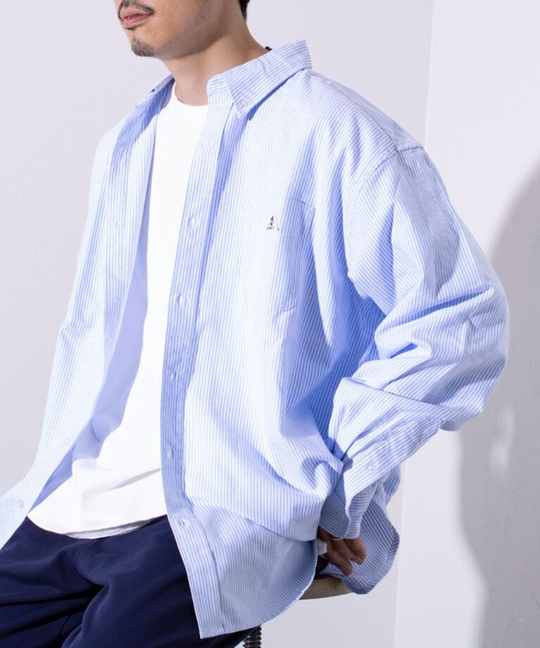 GLOSTER「【GEVACO/ゲバコ】オーバーサイズ ボタンダウンシャツ ワンポイントロゴ (無地/ストライプ) 」|シャツ・ブラウス|