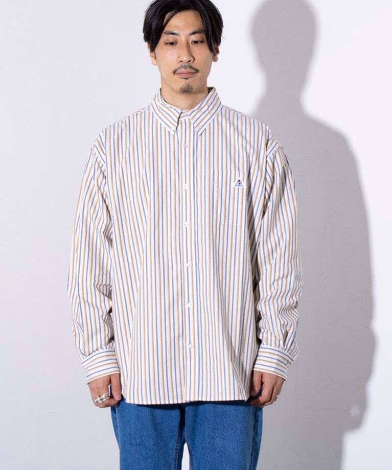 GLOSTER「【GEVACO/ゲバコ】オーバーサイズ ボタンダウンシャツ ワンポイントロゴ (無地/ストライプ) 」|シャツ・ブラウス|