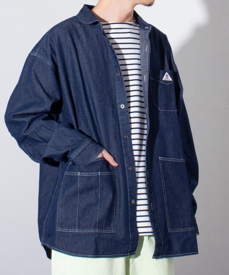 GLOSTER「【GEVACO/ゲバコ】6.5オンス デニムショールカラーワークシャツ カバーオール」|シャツ・ブラウス|