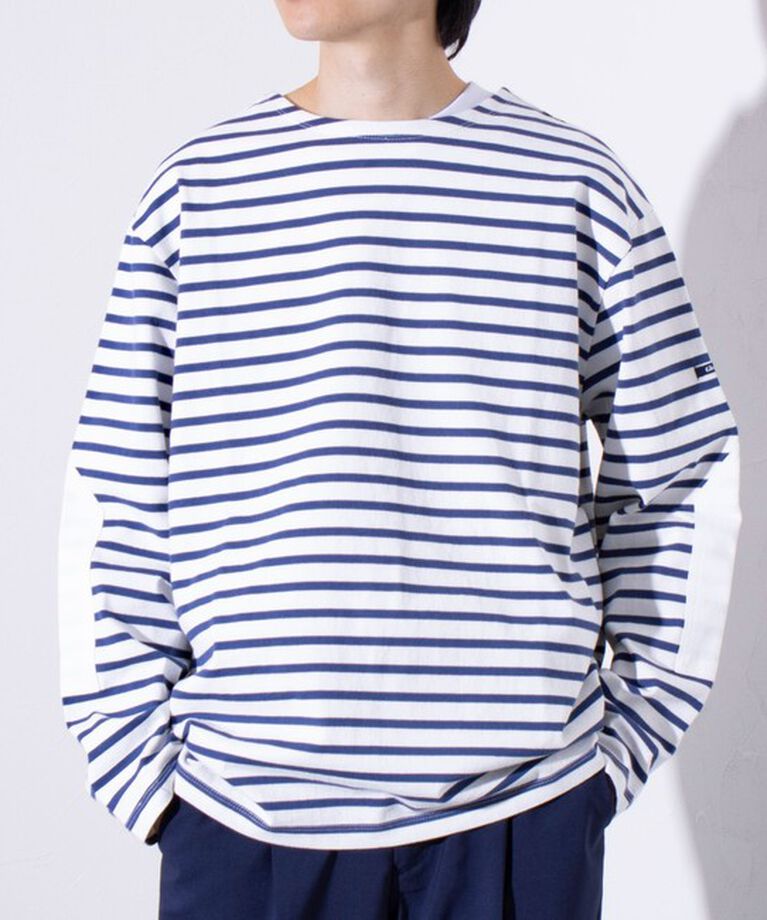 GLOSTER「【GLOSTER/グロスター】バスクボーダー  エルボーパッチ ボーダーロンT」|Tシャツ・カットソー|