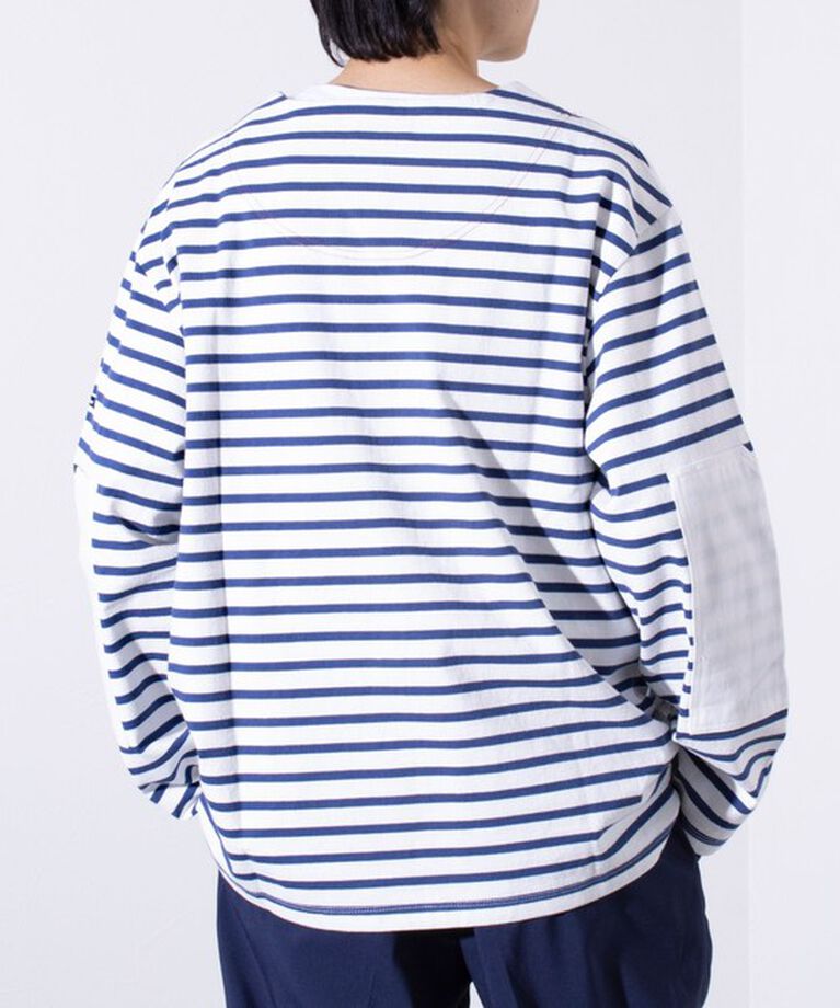 GLOSTER「【GLOSTER/グロスター】バスクボーダー  エルボーパッチ ボーダーロンT」|Tシャツ・カットソー|