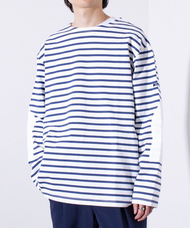 GLOSTER「【GLOSTER/グロスター】バスクボーダー  エルボーパッチ ボーダーロンT」|Tシャツ・カットソー|