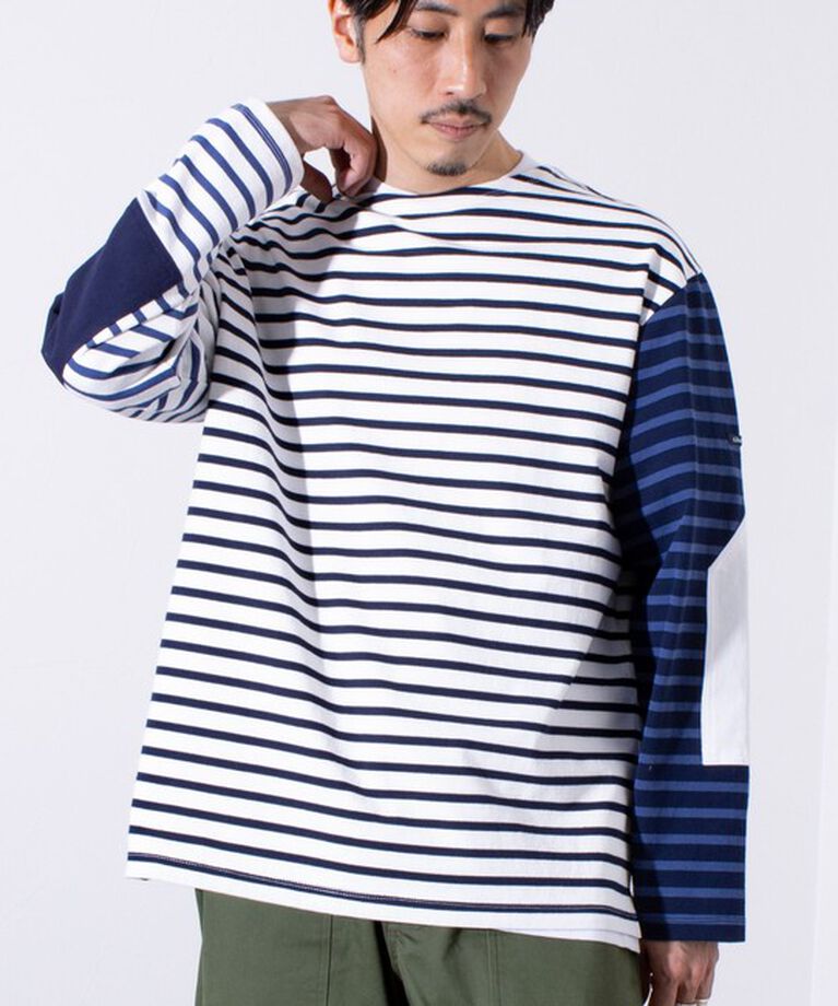 GLOSTER「【GLOSTER/グロスター】バスクボーダー  エルボーパッチ ボーダーロンT」|Tシャツ・カットソー|その他