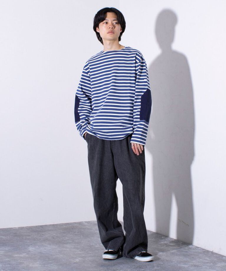 GLOSTER「【GLOSTER/グロスター】バスクボーダー  エルボーパッチ ボーダーロンT」|Tシャツ・カットソー|