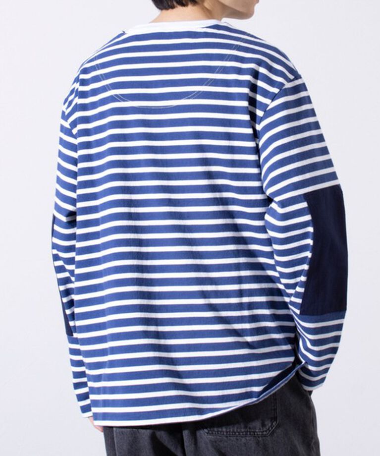 GLOSTER「【GLOSTER/グロスター】バスクボーダー  エルボーパッチ ボーダーロンT」|Tシャツ・カットソー|