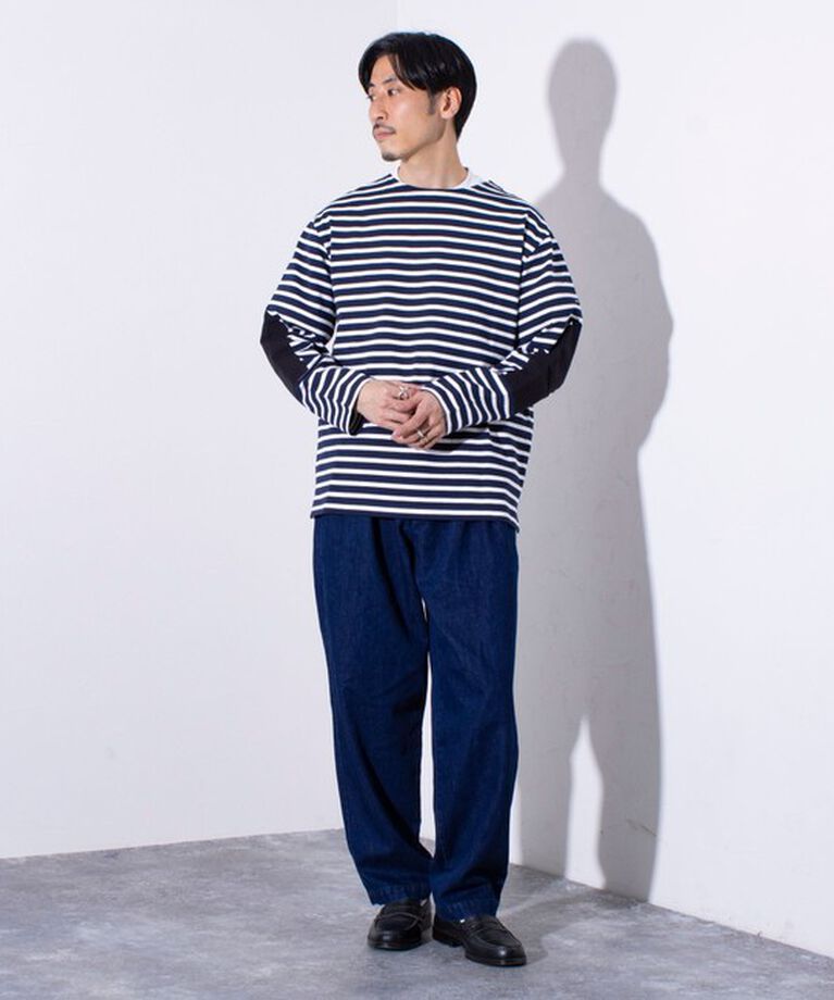GLOSTER「【GLOSTER/グロスター】バスクボーダー  エルボーパッチ ボーダーロンT」|Tシャツ・カットソー|