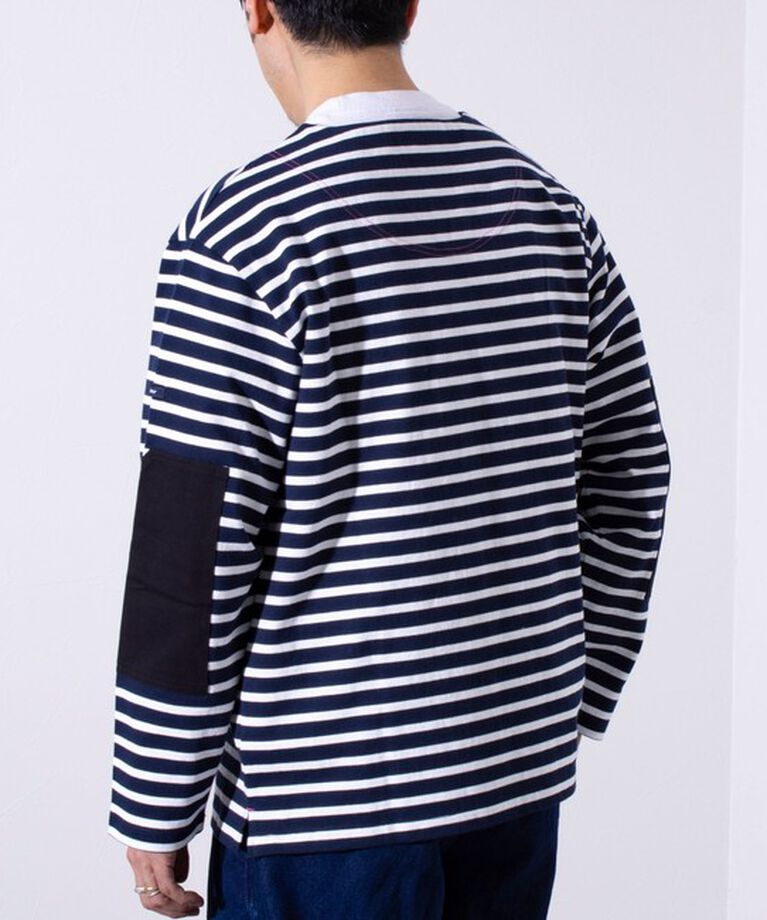 GLOSTER「【GLOSTER/グロスター】バスクボーダー  エルボーパッチ ボーダーロンT」|Tシャツ・カットソー|