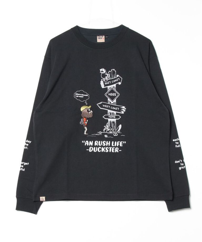 FREDY MAC「【Duckster/ダックスター】吸水速乾天竺 AN RUSH LIFE ロングスリーブTシャツ」|Tシャツ・カットソー|ブラック