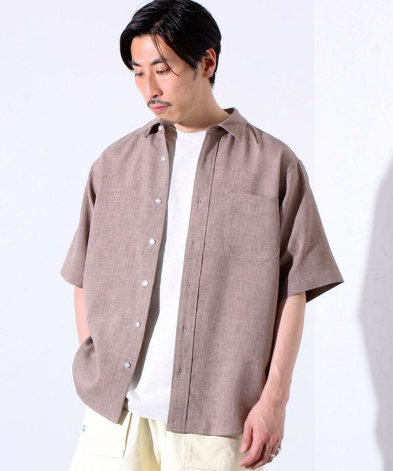 GLOSTER「【GLOSTER/グロスター】リネンライクキャンバス GOODNESS刺繍 半袖シャツ」|シャツ・ブラウス|