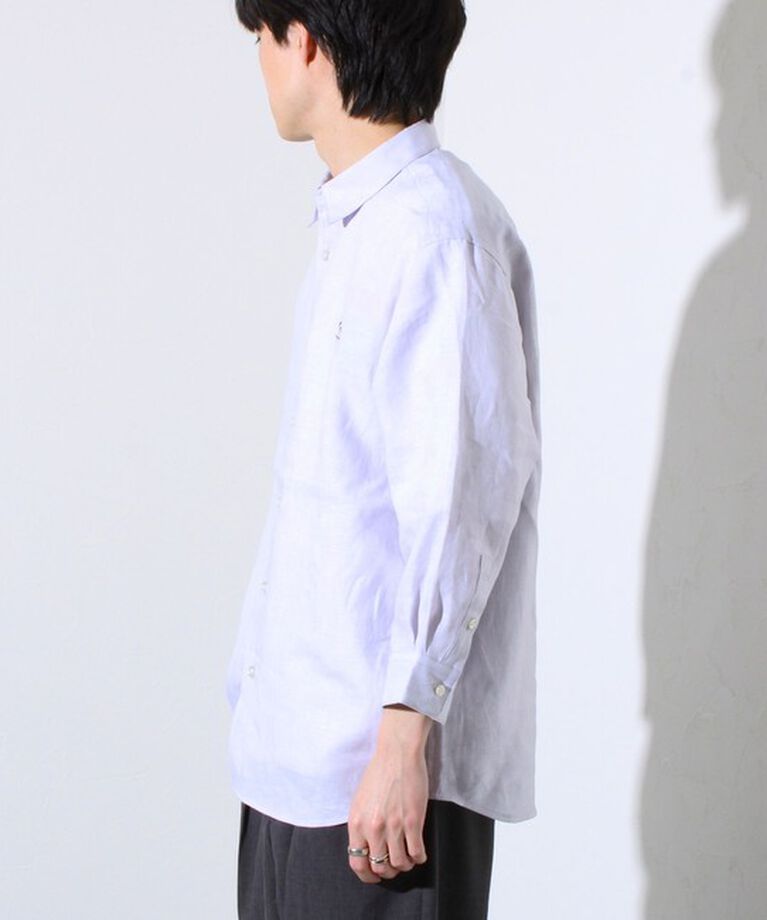 GLOSTER「【GLOSTER/グロスター】フレンチブルドッグ刺繍 リネン 7分袖シャツ」|シャツ・ブラウス|