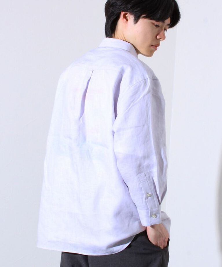 GLOSTER「【GLOSTER/グロスター】フレンチブルドッグ刺繍 リネン 7分袖シャツ」|シャツ・ブラウス|