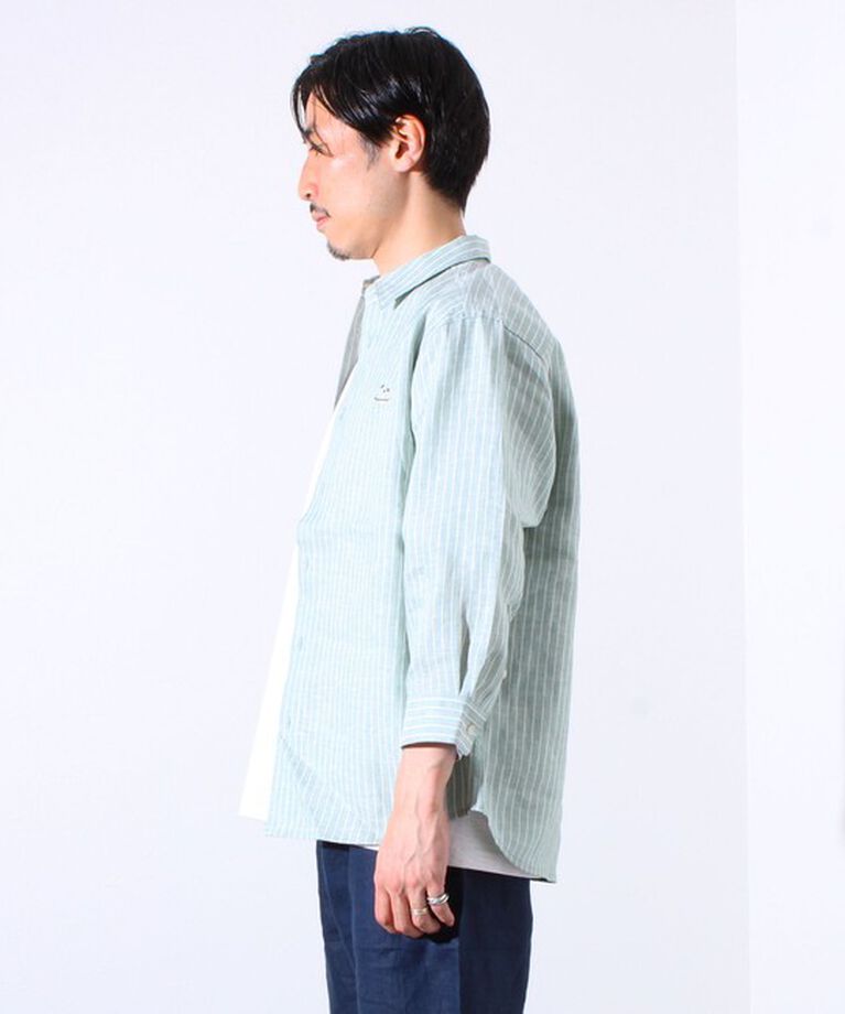 GLOSTER「【GLOSTER/グロスター】フレンチブルドッグ刺繍 リネン 7分袖シャツ」|シャツ・ブラウス|