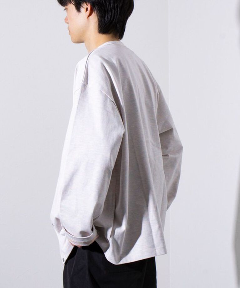 GLOSTER「【GLOSTER/グロスター】BACK FANCY 裏地配色クルーネックカーディガン スナップボタン」|カーディガン|