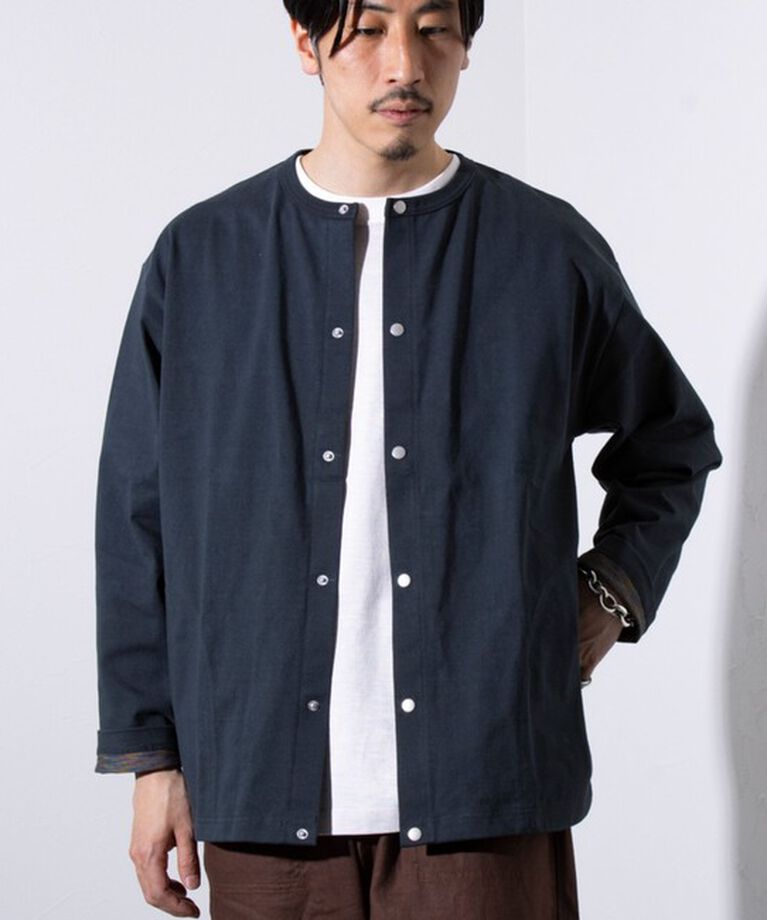 GLOSTER「【GLOSTER/グロスター】BACK FANCY 裏地配色クルーネックカーディガン スナップボタン」|カーディガン|