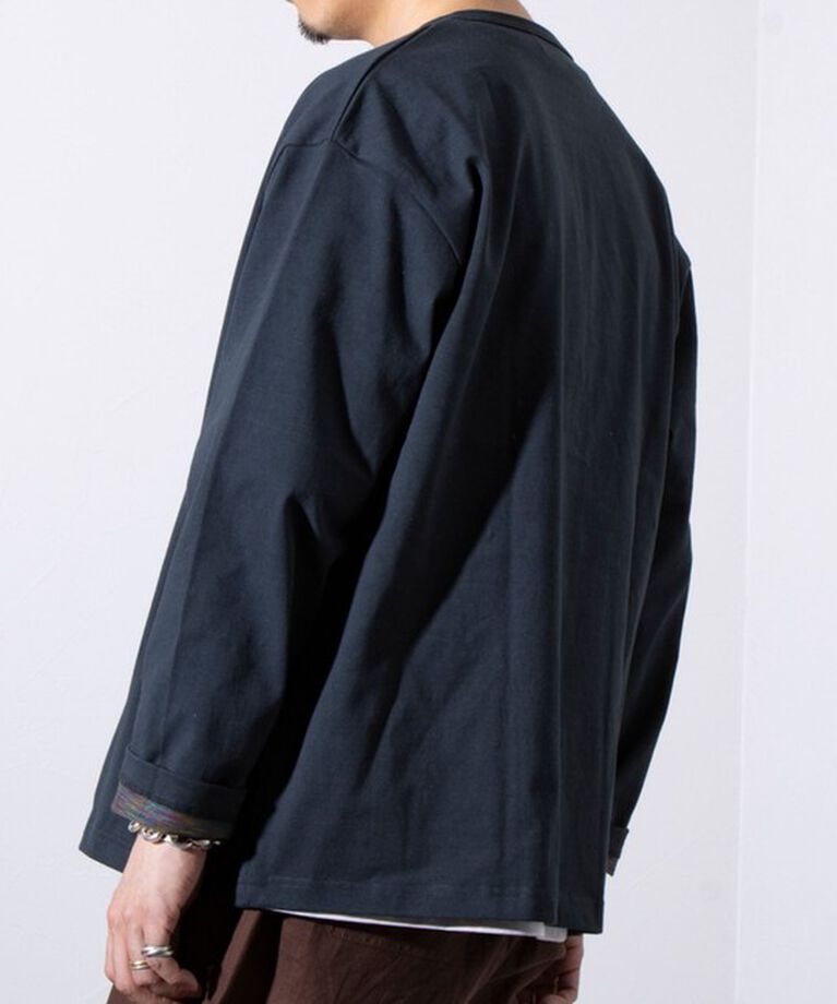 GLOSTER「【GLOSTER/グロスター】BACK FANCY 裏地配色クルーネックカーディガン スナップボタン」|カーディガン|