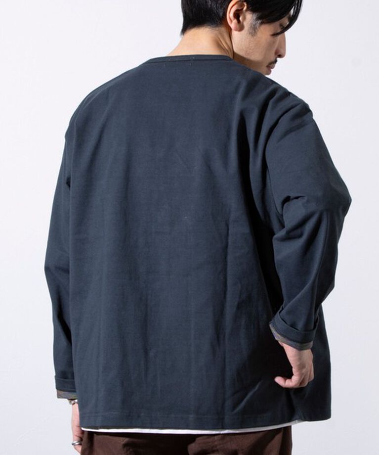 GLOSTER「【GLOSTER/グロスター】BACK FANCY 裏地配色クルーネックカーディガン スナップボタン」|カーディガン|